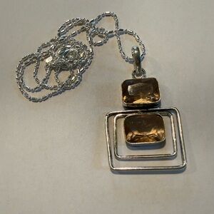 Silver Citrine Pendant Necklace